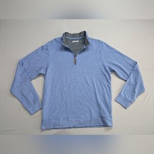 Collars & Co Sweater Mens L Blue 1/4 Zip Pullover Cloud Cotton Modal Golf